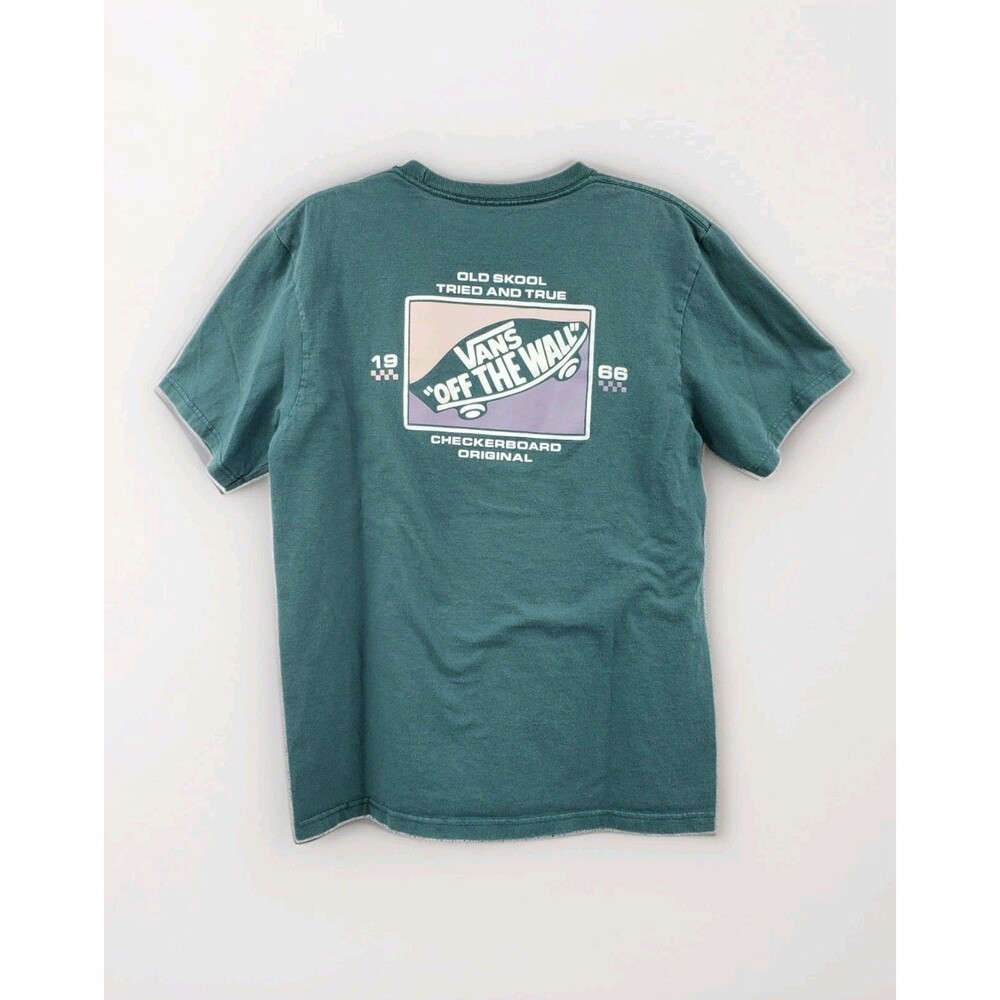 Vans Kids T-Shirt XL Sea Gray Blue Off The Wall Skateboard Double Sided Graphic - Picture 3 of 7
